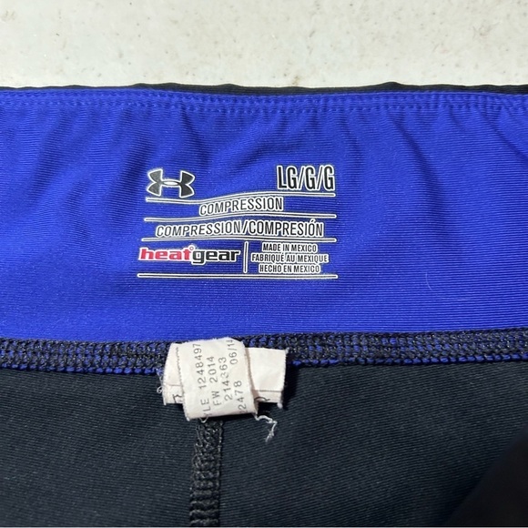 Under Armour Heat Gear Compression Mid Rise Crop Workout Leggings Large Black - Picture 2 of 3